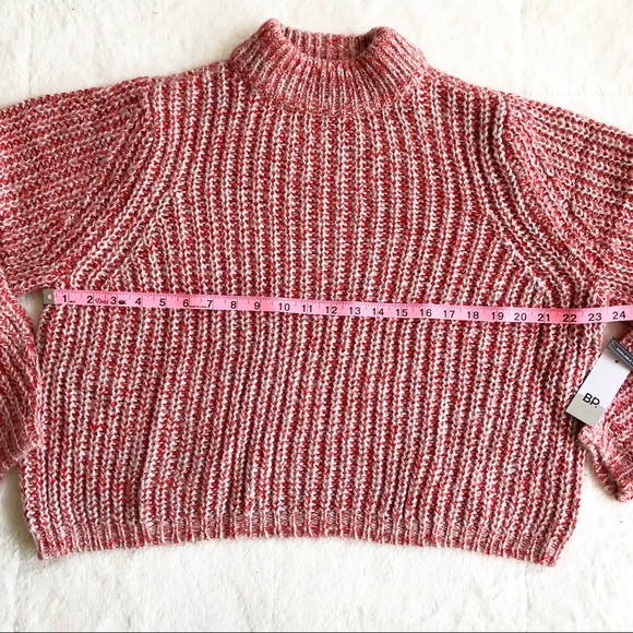 bp | Red Marled Puff Sleeve Cropped Sweater *NWT* - Picture 6 of 8
